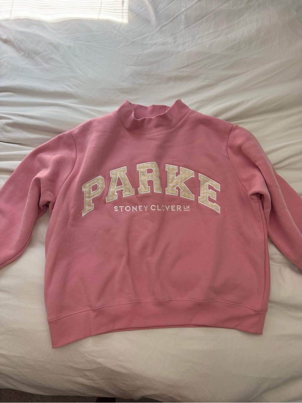 Stoney Clover Lane Pink Crewneck 'PARKE' Logo Sweatshirt